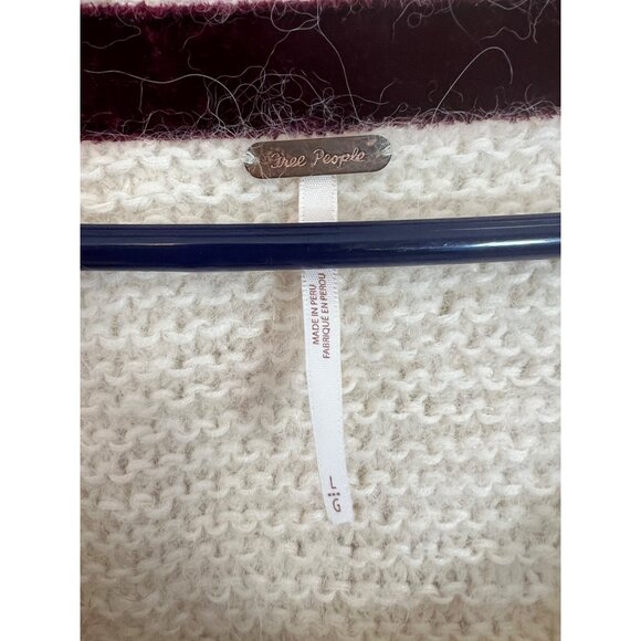 Free People Cream Knit V-Neck Long Sleeve Alpaca Blend Sweater Size Large - Picture 3 of 8